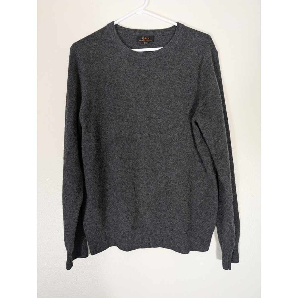Quince Mens Medium Mongolian Cashmere Crewneck Sweater Charcoal Gray Pullover